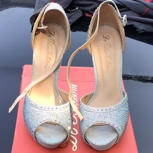 Silver Rhinestone Heels Shoes⭐️Wedding⭐️Prom⭐️graduation